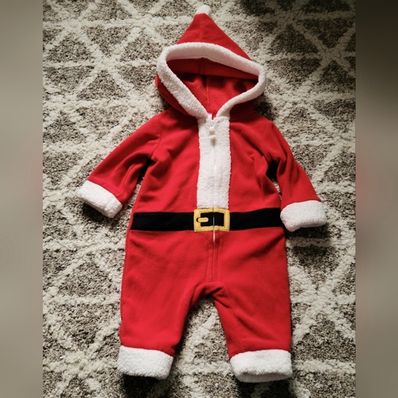 10 for $25 - Carter's 3m Christmas Santa Suit Fleece Romper - Picture 1 of 5